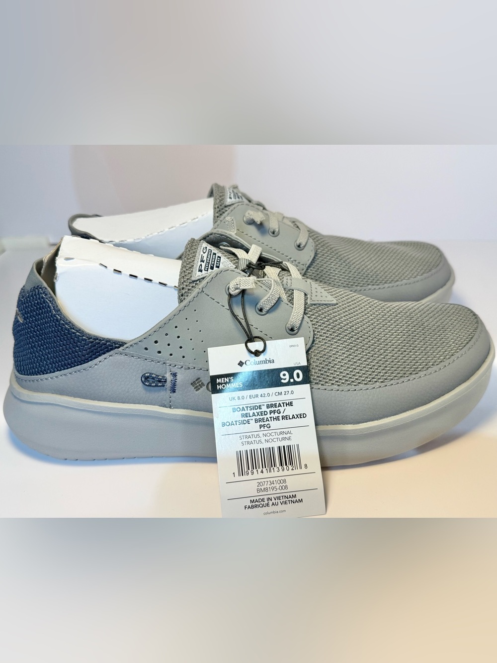 Columbia Men's boatside PFG Slipon Light Gray sneakers breathable relaxed size 9